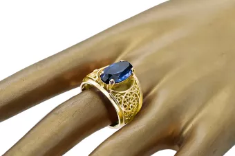 Пръстен Сапфир 14K жълто злато Винтидж крафт vrc057y